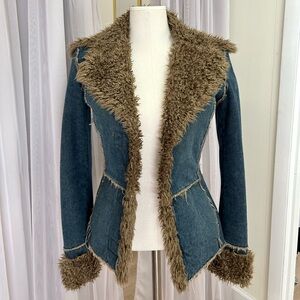 Vintage Alessandro denim fur jacket